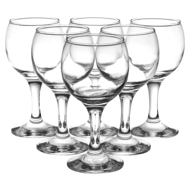 6x255ml Clear Glass Red White Stemmed Wine Glasses Dishwasher Safe Stemware Set