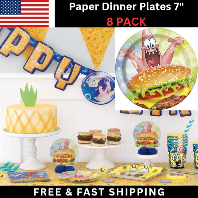 7" 8 Count SpongeBob SquarePants Birthday Paper Dessert Plates