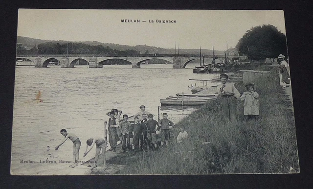 Cpa 1918 Carte Postale France Meulan La Baignade