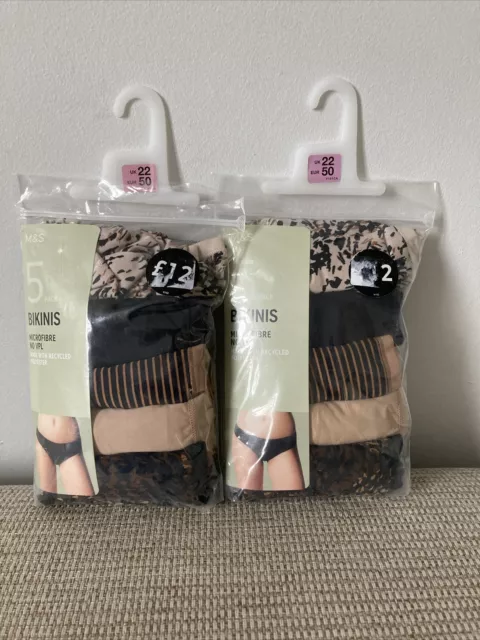 Marks and Spencer  10 pairs of ladies bikini knicker No Vpl  size 22UK Microfibe