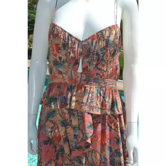 Ulla Johnson Renata Paisley Silk Midi Dress in Coral Bloom print. LT86R 2