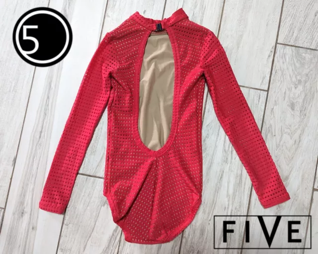 GREAT 5dancewear Five 5 Gymnastics Dance Leotard YXL Extra Large RED Long sleeve