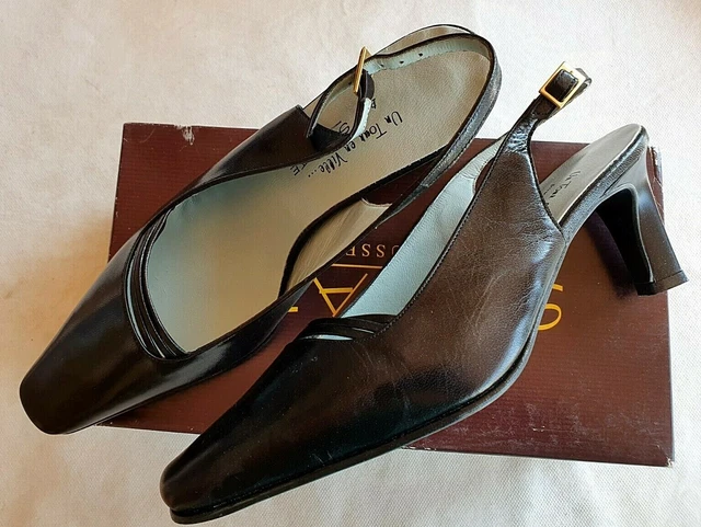 Escarpins Vintage EdmondK Des Années 80 - Cuir Noir, Talon Très Haut (40,5 EU) - Neufs Sans Boîte