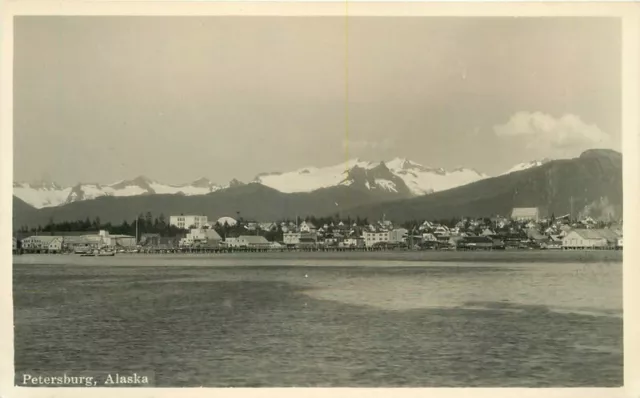 1930s Petersburg Alaska RPPC Photo Postcard Town View 1920