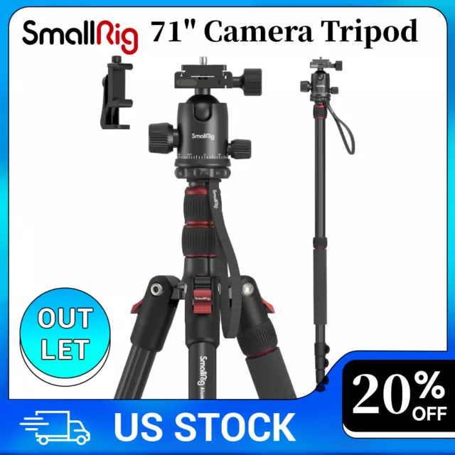 SmallRig 71" Camera Tripod & Monopod, 360°Ball Head Detachable Payload 33lb