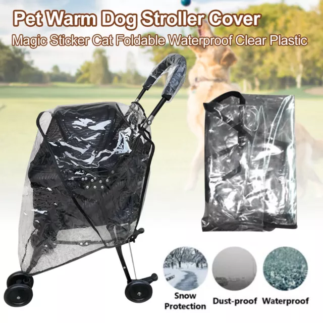 Cubierta cálida para cochecito de perro para mascotas para plástico transparente plegable