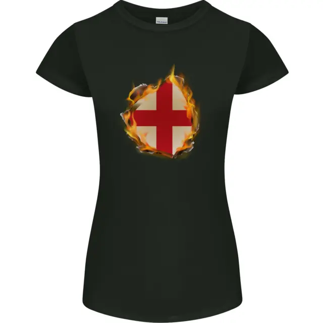 Il st Georges Croce Inglese Bandiera Inghilterra Donna Minuta Taglio T-Shirt