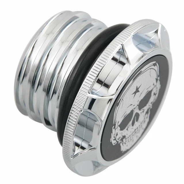 ALUMINUM MOTORCYCLE CHROME Skull Fuel Tank Gas Cap For Harley Davidson