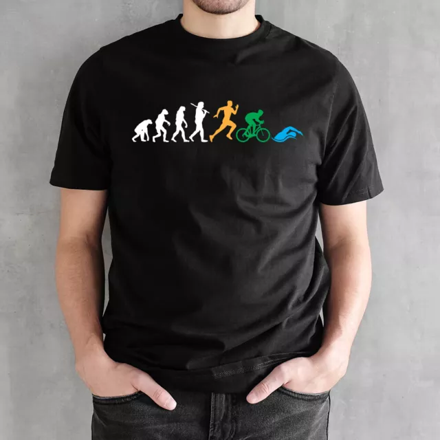 Evolution Tri T Shirt Funny Triathlon Iron Sprint Bike Distance Gift Man Top