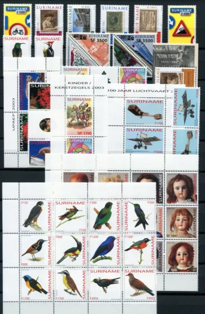 Suriname Year Set 2003 MNH Complete with Singles Series Pairs & Blocks