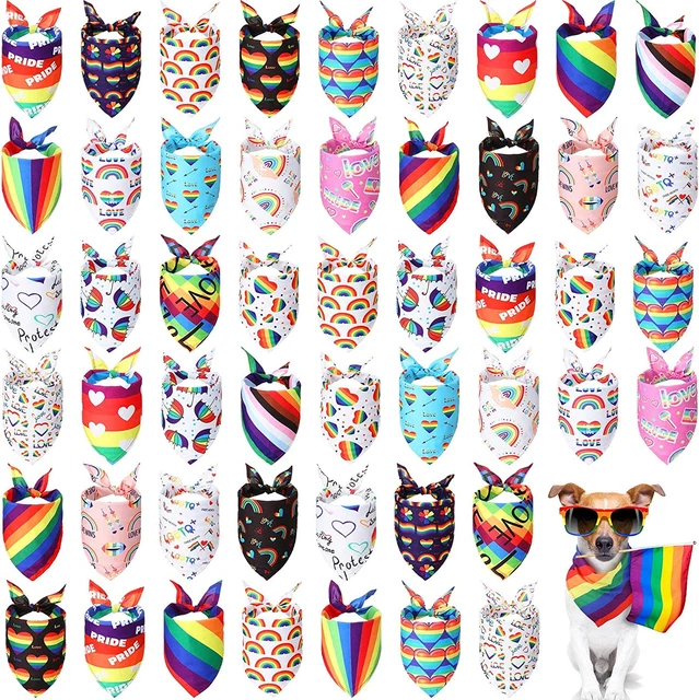 50 Pieces Pride Dog Bandanas Rainbow Dog Bandanas Holiday Dog Bandanas Triangle