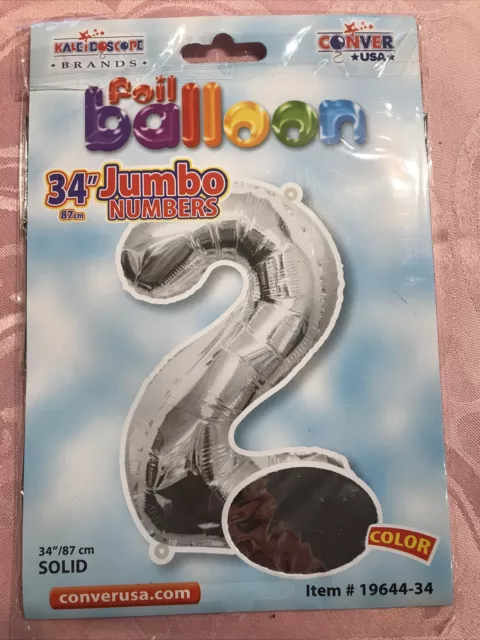 XL 34" Jumbo Number 2 Silver Foil Balloon Party Decorations