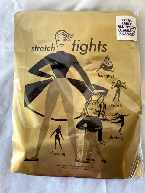 VTG 60s..ALBERTS..COFFEE BEAN..NYLON MESH..TIGHTS..XL