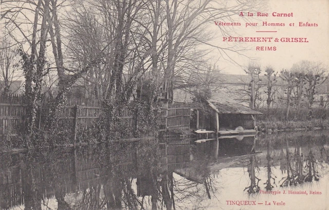 CPA 51 TINQUEUX La Vesle Pub PETREMENT & GRISEL REIMS a la rue Carnot