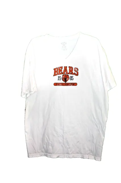 Vintage Chicago Bears White T-Shirt V-Neck Blue 84 XXL Bears 1985 Athletic Dept
