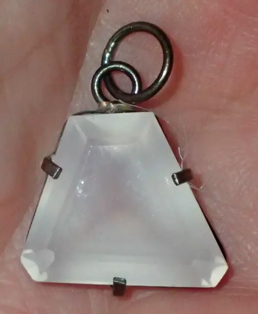 24mm Pink Quartz With Solid Sterling Silver Frame Pendant, #S5947