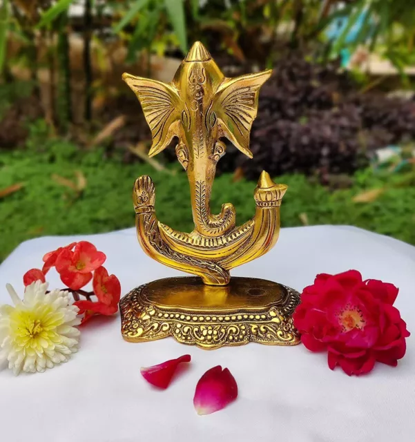 Lord Ganesha Laxmi Lakshmi Antique Idol Statue Om Hindu God Blessed Om 2