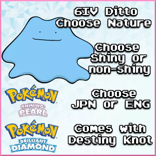 6IV Shiny Ditto Japanese or English Pokemon Brilliant Diamond and Shining  Pearl