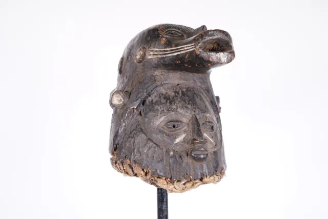 Igala Wikinger Helm Maske Aus Nigeria 10.75 " - Afrikanischer Tribal Kunst