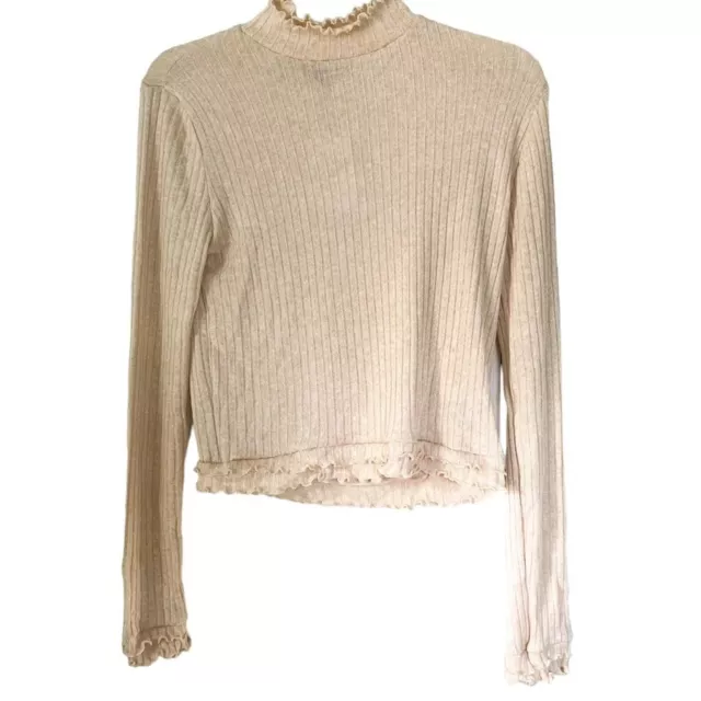 Forever 21 Oatmeal Beige Knit High Neck Long Sleeve Layer Sweater Size XL