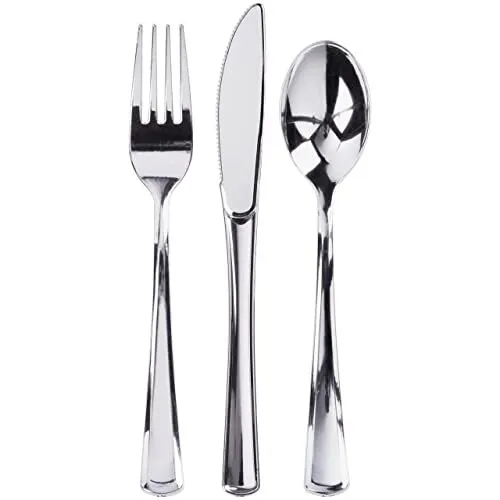 Prestee 300 Plastic Silverware Set | 100 Plastic Forks 100 Plastic Spoons 100...