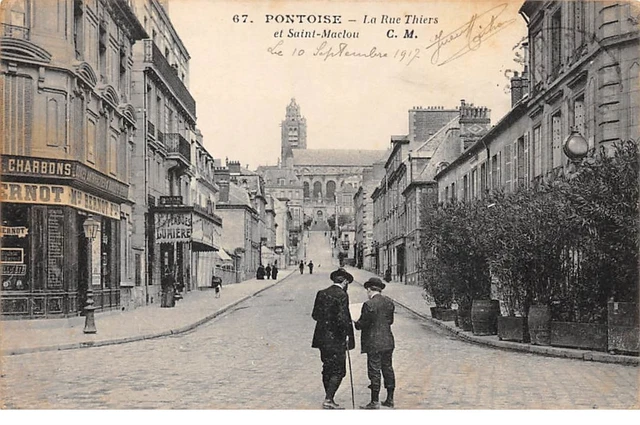 95 .n°  108000  . pontoise . la rue thiers et saint maclou .
