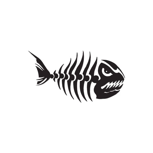 FISH BONES SKELETON Angry Decal Sticker Multiple Color & Sizes