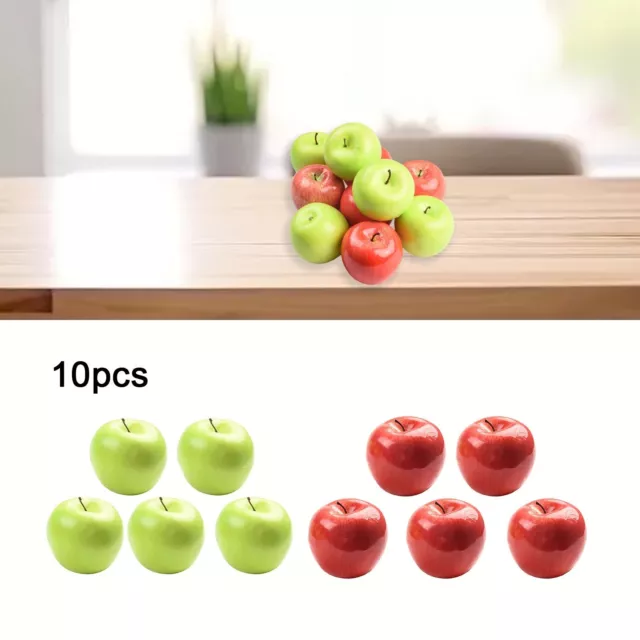 Frutas de manzanas rojas verdes falsas realistas para decoración de cocina y hogar 10 piezas