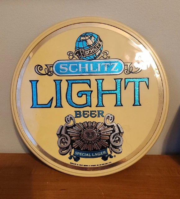 Vintage Schlitz Light Brand Beer Advertising Plastic Wall Sign 1976 Lakeside Ltd