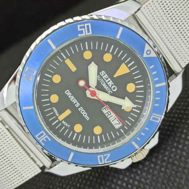 REFURBISHED VINTAGE SEIKO AUTO DIVER STYLE JAPAN WATCH MOVABLE BEZEL ...