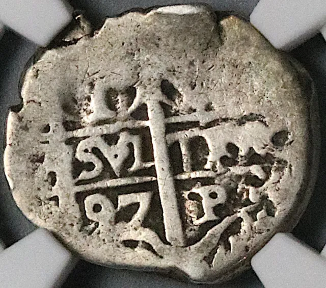 1697 NGC VF 20 Bolivia Cob 1 Real Potosi Charles II Colonial Coin (23052702C)