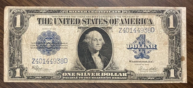 1923 $1 One Dollar Silver Certificate “HORSEBLANKET” Large Size Note