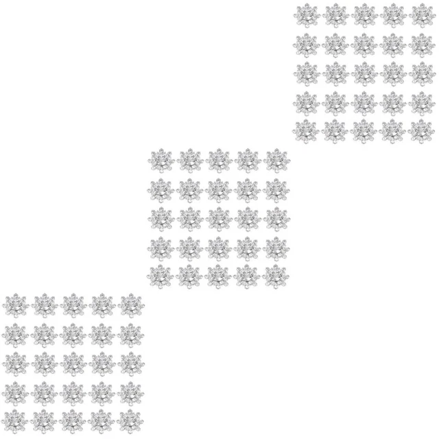 90 Pcs Rhinestone Embellishments Snowflake Drill Buckle Metal Buttons Artificial 3