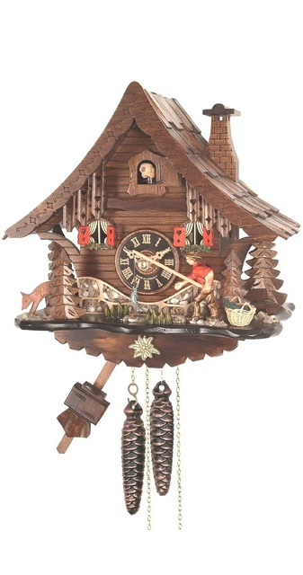 Pendule à coucou Maison de la Forêt-Noire avec pêcheur à la ligne.. EN 4719 neuf