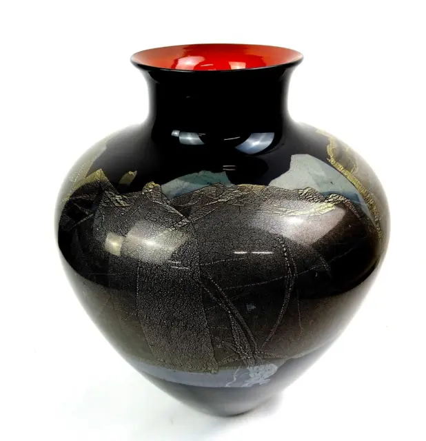 Suzanne Guttman Art Glass Kago Series Red Spade Large 12 5/8" Vase