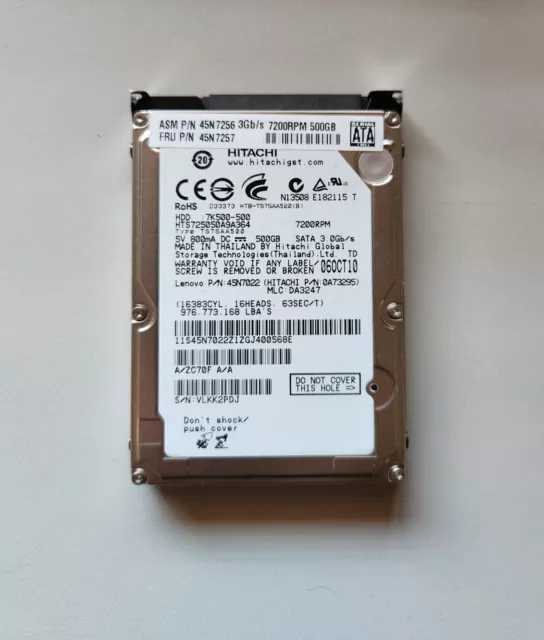 Hitachi TravelStar 7K500 500GB 2.5" SATA Hard Drive - HTS725050A9A364