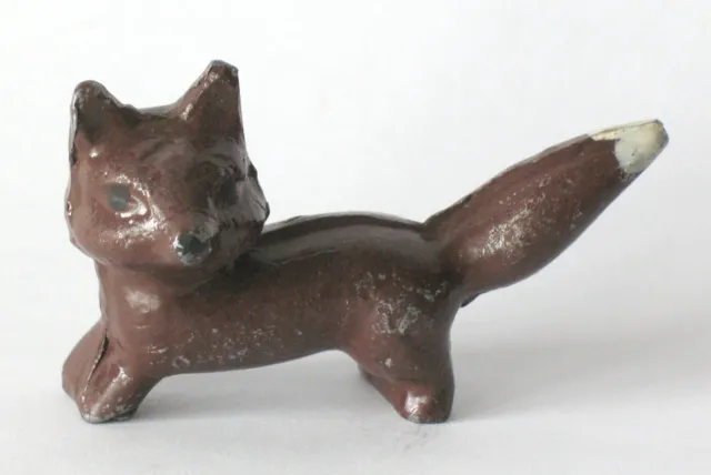 Vintage cast metal Bushy-tailed Fox paper weight Americana rustic figural