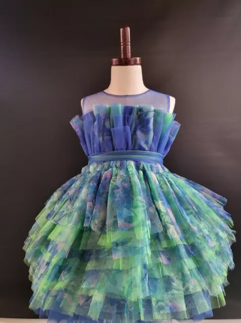 girls blue and green hand made tutu dress.