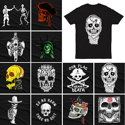 Skull Biker Devil Heavy Metal Rock Demon Unisex Tee Top Mens T shirts #P1 #PR #M
