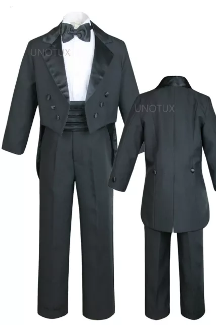 Baby Boy Child Teen Communion Formal Party Black Tail Tuxedo Suit New born - 20