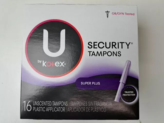 Tampones de seguridad U by Kotex Super Plus de absorción - sin perfume, 16 quilates