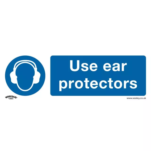 Worksafe Safety Sign - Use Ear Protectors - Self-Adhesive Vinyl - Pack of 10