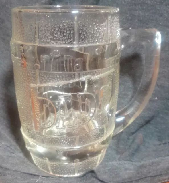 Vintage Dad's Root Beer Heavy Glass Barrel Shape Mug 12 Oz.