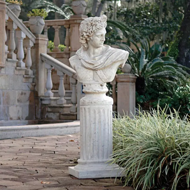 Apollo Belvedere Sculptural Bust on Roman Column Plinth