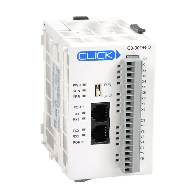 CLICK Basic PLC, 24 VDC required, serial ports, Discrete Input: 8-point, DC, Dis