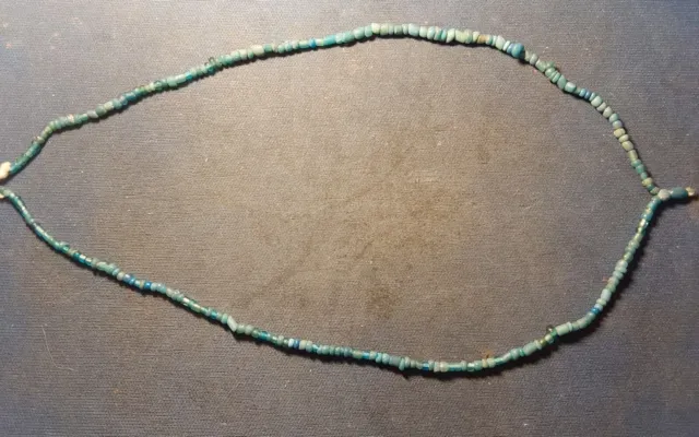 String  of rare  Roman  turquoise  coloured glass beads circa 100-400 A.D.