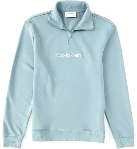 Calvin Klein Relaxed Fit French Terry 1/4 Zip Sweatshirt Men's M Stormy Sea