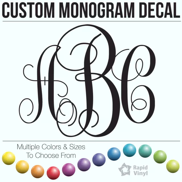 Monogram Custom Vinyl Decal Sticker Wall Car Laptop Phones Tablet Mirror Glass