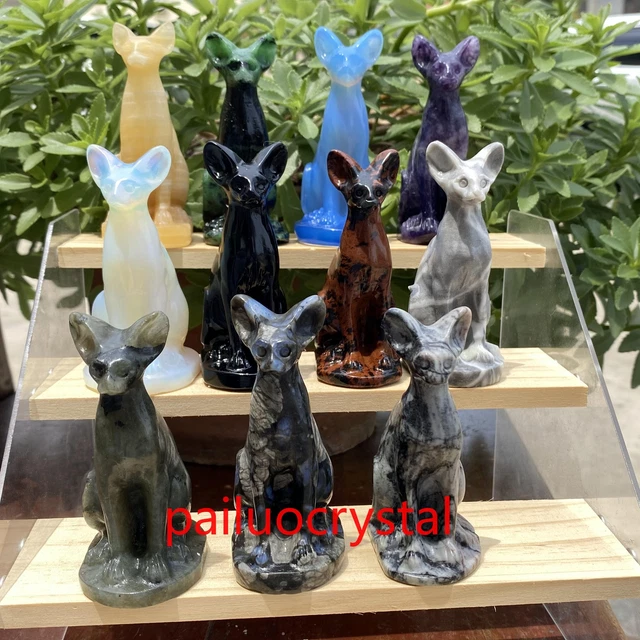Wholesale Natural Mixed Hairless Cat Quartz Crystal Skull Carved Figurines 3"