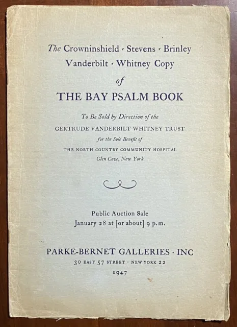 Parke-Bernet Galleries 1947 Bay Psalm Book auction catalogue prospectus